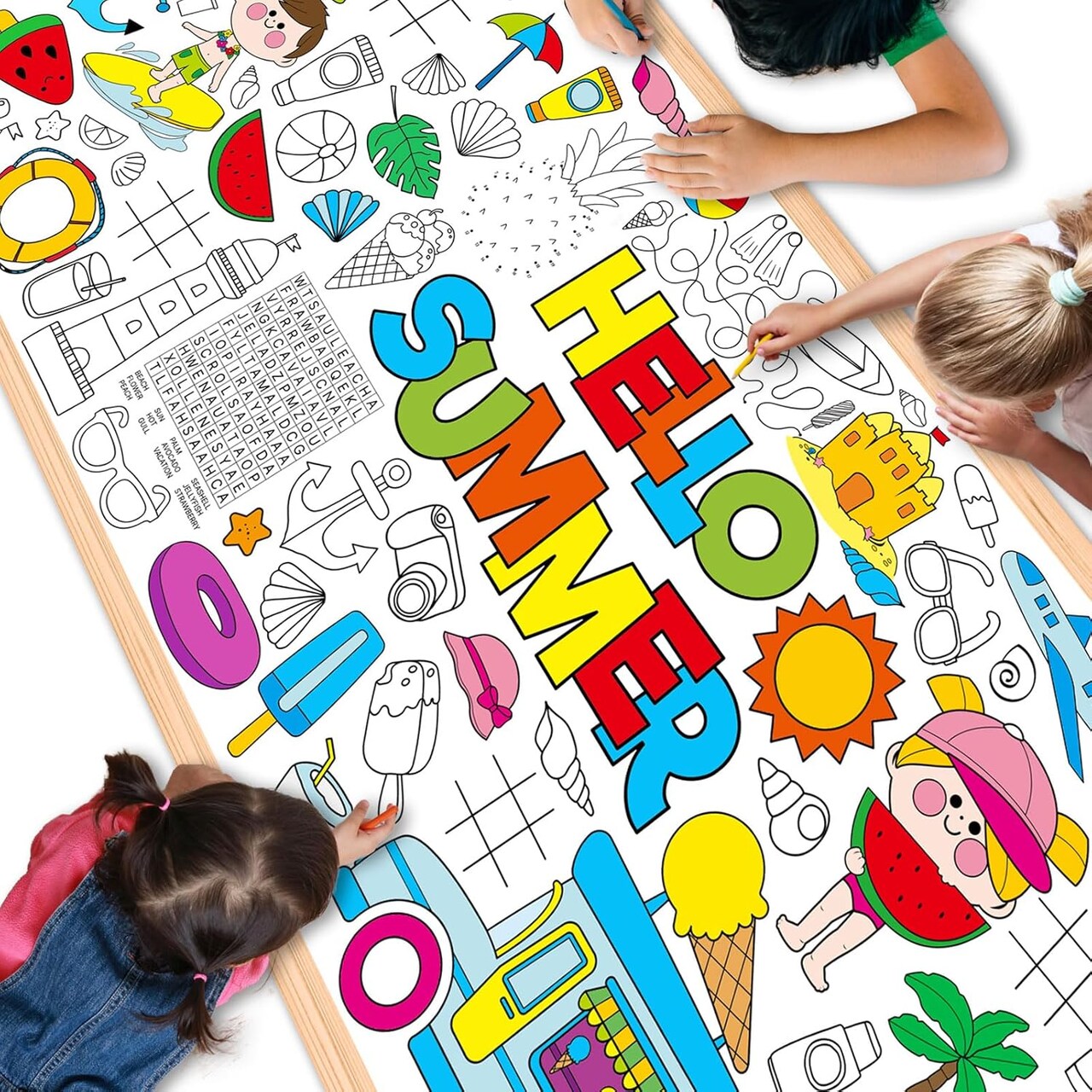mmer Giant Coloring Poster Hello Su Coloring Posters for Kids Jumbo Coloring Table Cover